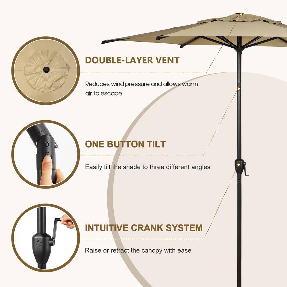 Lyon 7.5ft Brown Polyester Market Umbrella with Charcoal Steel Frame