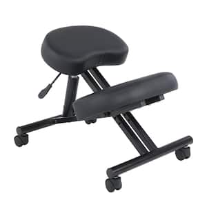 Home Office Ergonomic Black PVC Leather Kneeling Chair with Casters