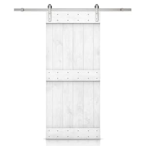 Mid-Bar Series 30 in. x 84 in. Solid Light Cream Stained DIY Pine Wood Interior Sliding Barn Door with Hardware Kit