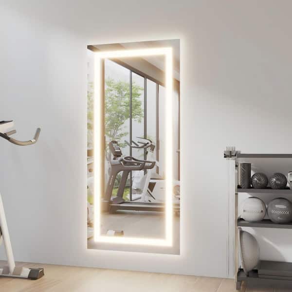 ORGANNICE 28 in. W x 60 in. H LED Rectangle Frameless Wall-Mounted HD Gym Mirror Dance Mirror Garage Vanity Mirror