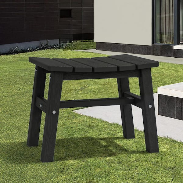 JEAREY HDPE Black Plastic Outdoor Ottoman (1-Pack)
