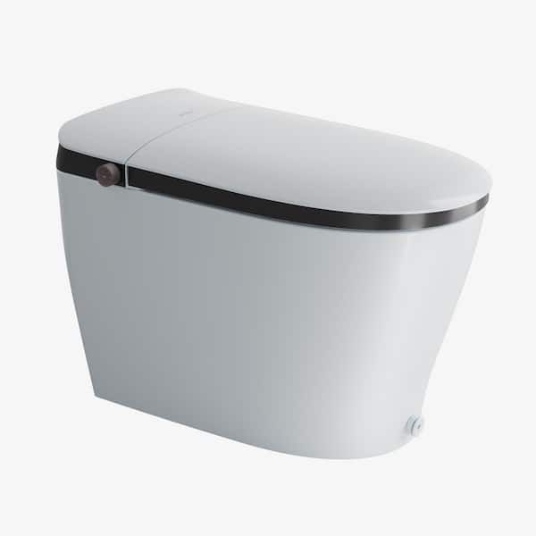 1.28 GPF Elongated Smart White Toilet Bidet Auto Open/Close, Auto Flush, Heated Seat, Warm Air Dryer and Foot Sensor