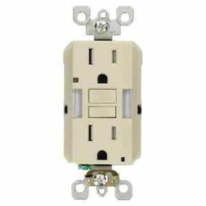 15 Amp Self-Test SmartlockPro Combo Duplex Guide Light and Tamper Resistant GFCI Outlet, Light Almond (3-Pack)