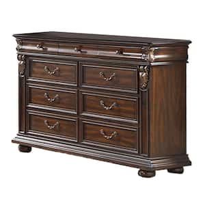 18 in. Brown 9-Drawer Wooden Dresser Without Mirror