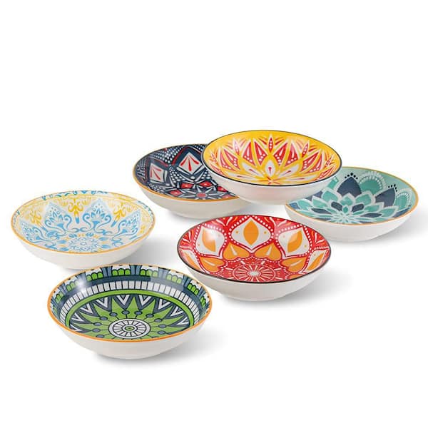 Set of 6 Colorful Ceramic Small Bowls 8.5 oz Capacity 5.5 in Diameter 1.3 in Deep for Ice Cream Dessert