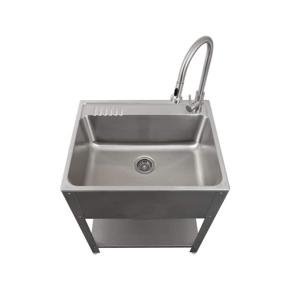28" Stainless Steel Freestanding Utility Sink with Faucet