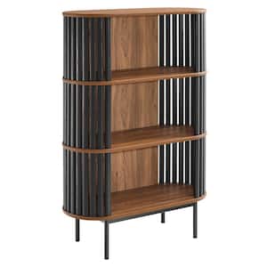 Fortitude Walnut Black 51.5 in. H Storage Cabinet with 3-Tier Design