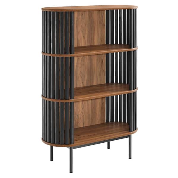 MODWAY Fortitude Walnut Black 51.5 in. H Storage Cabinet with 3-Tier Design