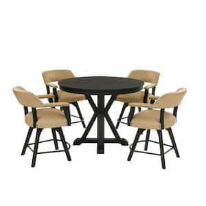 Rylie 5-Piece Black Wood Counter Dining Set Seats 4