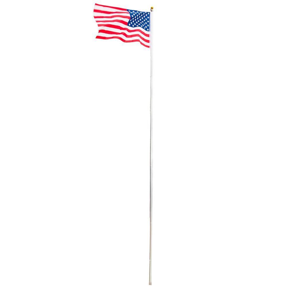 Cisvio 25 ft. Solemn Outdoor Decoration Sectional Halyard Pole US America Flag Flagpole Kit