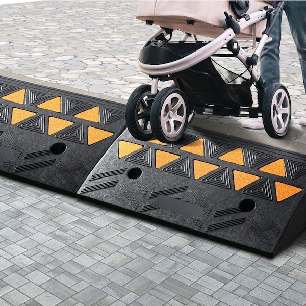 Rubber Curb Ramp 2 Pack 4.3 in. Rise Height Heavy-Duty 33069 lbs. /15 T Capacity Threshold Ramps Driveway Ramps