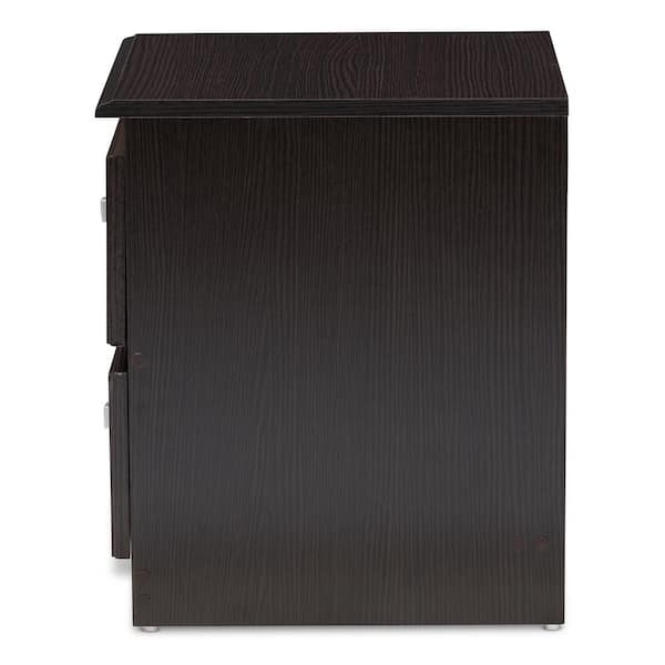 Baxton Studio Carine 2 Drawer Wenge Dark Brown Nightstand 146 8264