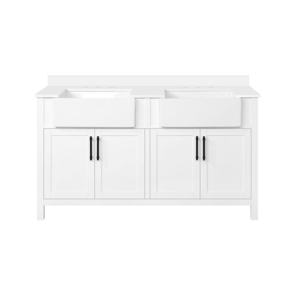 Ove Decors Cruz 60 in. Double Sink Bathroom Vanity in Pure White