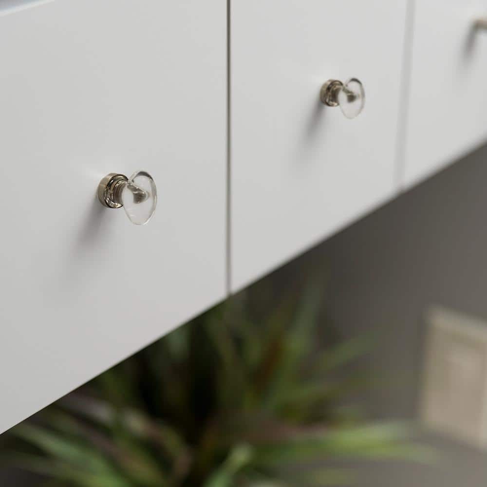 Satin Nickel Round Glass Cabinet Knob with Mounting Hardware