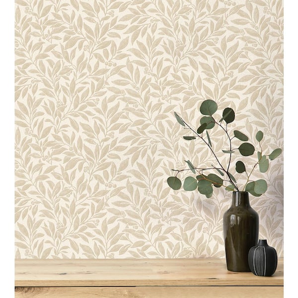 Beige Winter Berry Vine Wallpaper