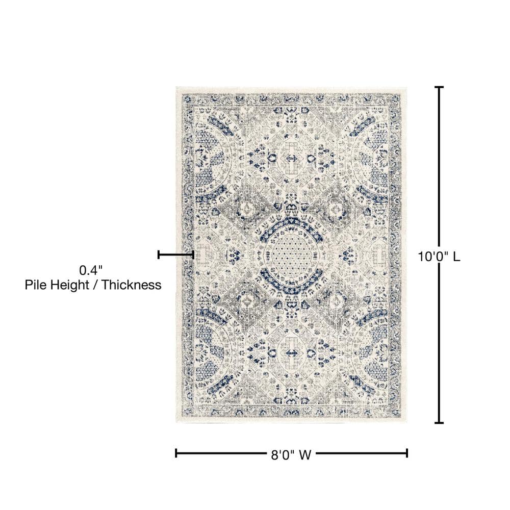 Minta Blue and Off-White 8' x 10' Vintage Area Rug