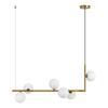 RRTYO Herculaneum 6-Light Brass Mid-Century Modern Linear Bubble Chandelier with Opal Globe Glass Shade for Kitchen Island 81010000042438