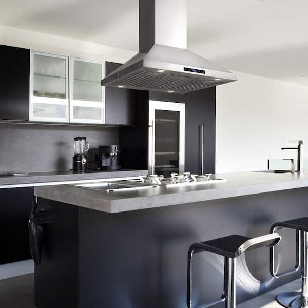36 in. Convertible Kitchen Island Mount Range Hood in Stainless Steel with Touch Control and Carbon Filter