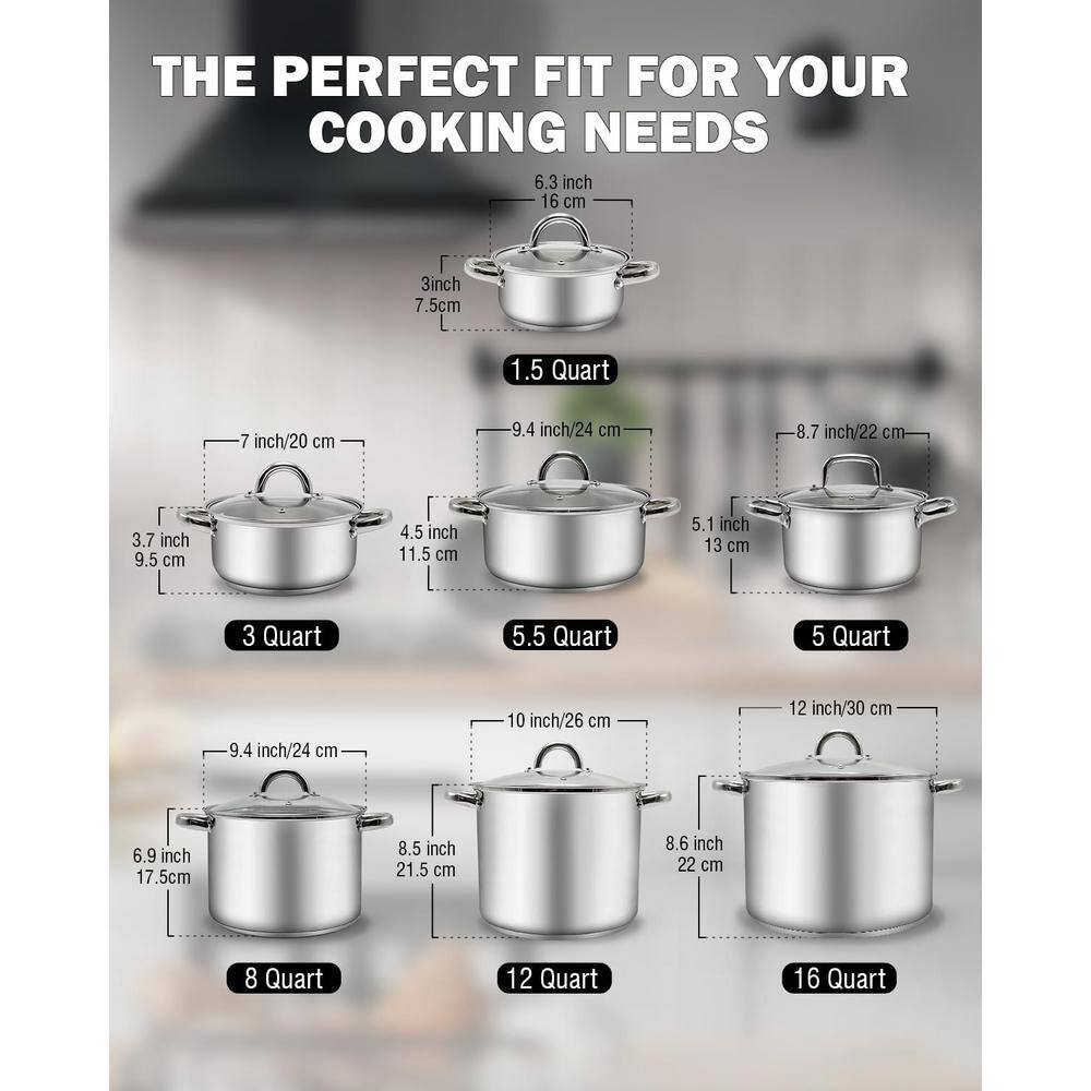 12-Quart Stainless Steel Stockpot with Glass Lid