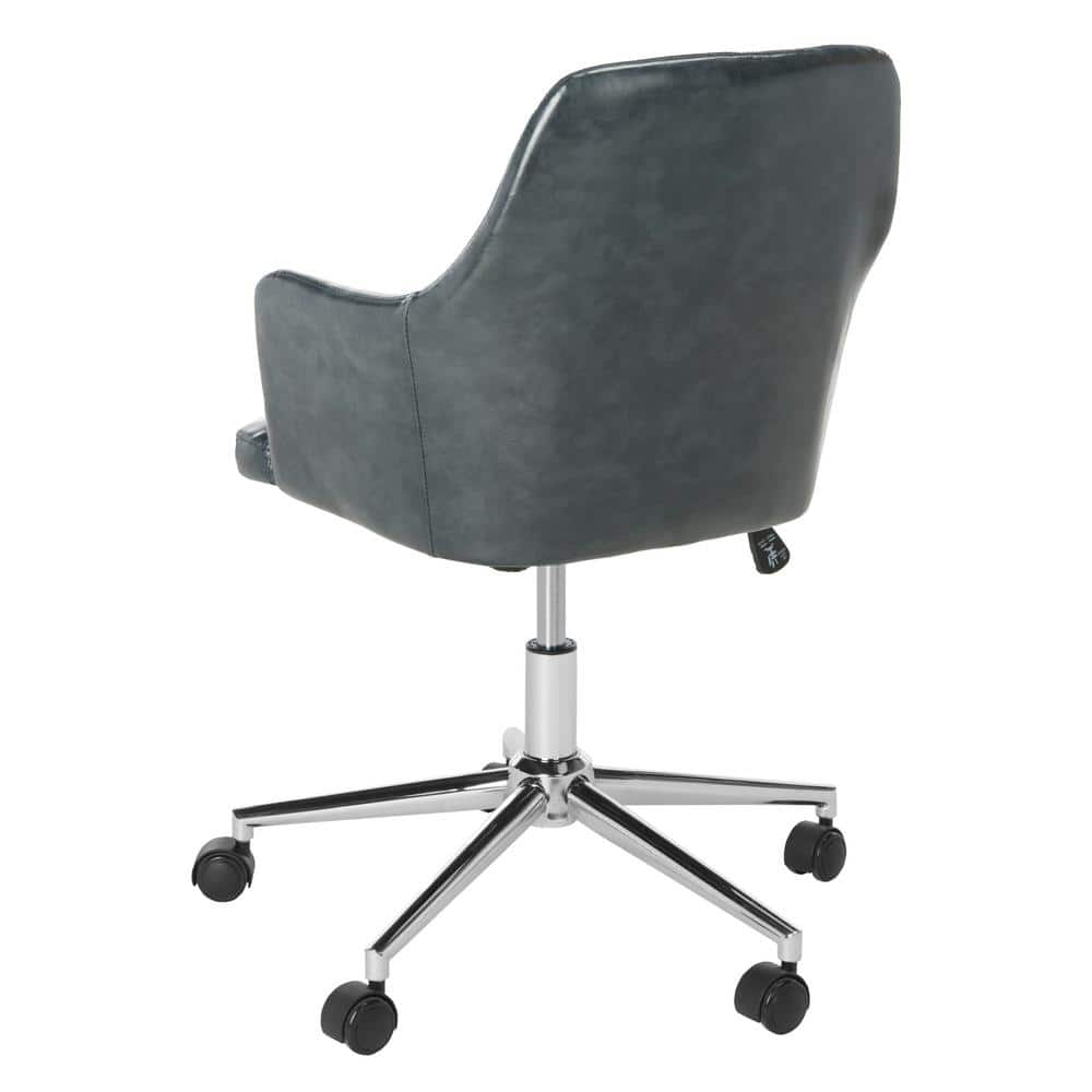 Cadence Dark Grey Faux Leather Swivel Office Chair with Chrome Base
