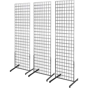 72 in. H x 24 in. W Black Gridwall/Pegboard Panel Tower with T-Base Floorstanding Display Kit (3-Pack)