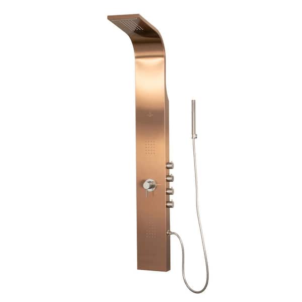 PULSE Showerspas Santa Cruz 2-Jet Shower System with Brushed Bronze Stainless Steel Panel and Brushed-Nickel Fixtures
