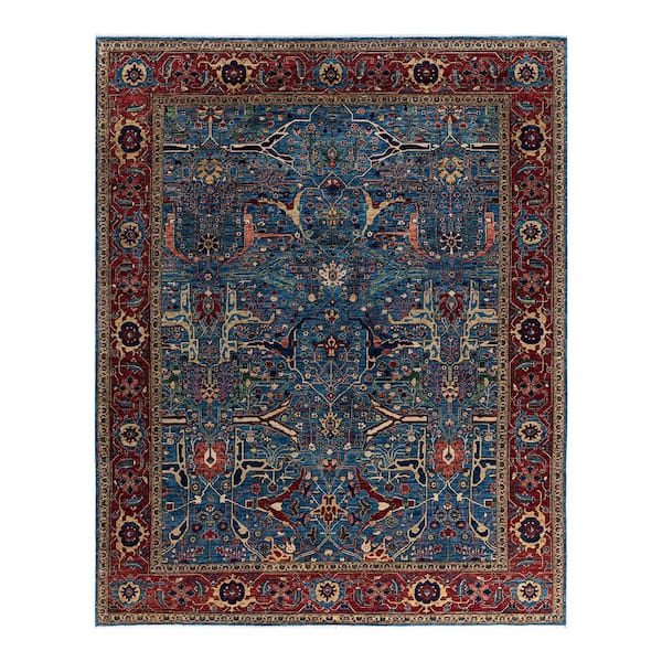 Solo Rugs Serapi Light Blue 8 ft. x 10 ft. Tribal Wool Indoor Area Rug