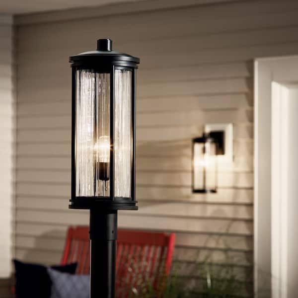 KICHLER Barras 1-Light Black Aluminum Hardwired Waterproof Outdoor