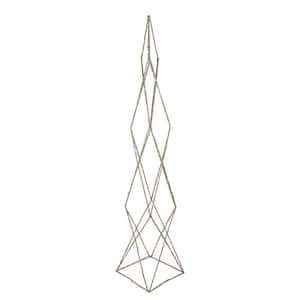 32 in. LED Lighted B/O Gold Wire Geometric Christmas C1 Tree - White Lights