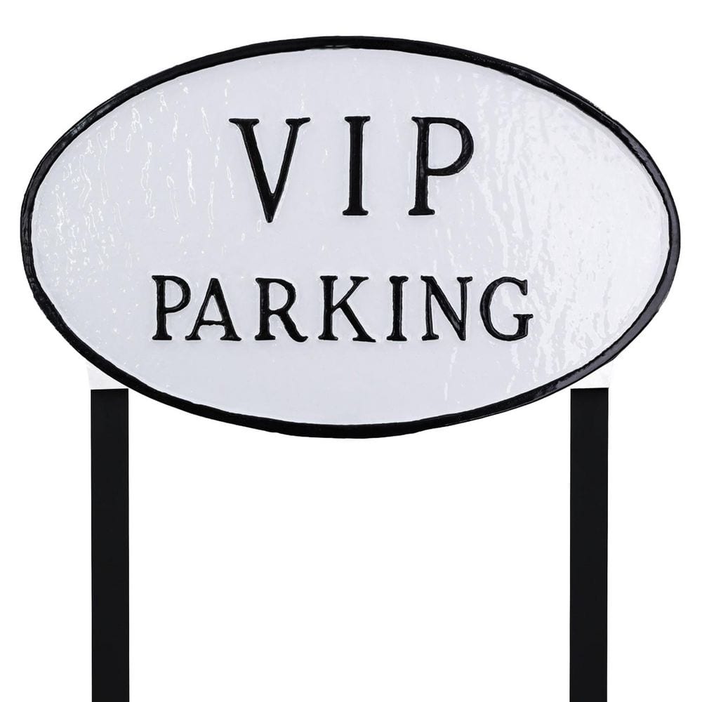 "10"" x 18"" Large Oval VIP Parking Statement Plaque Sign with Lawn Stakes - White/Black" price history on PriceWatchPro