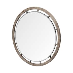 Large Round Brown Mirror (46.1 in. H x 46.1 in. W)