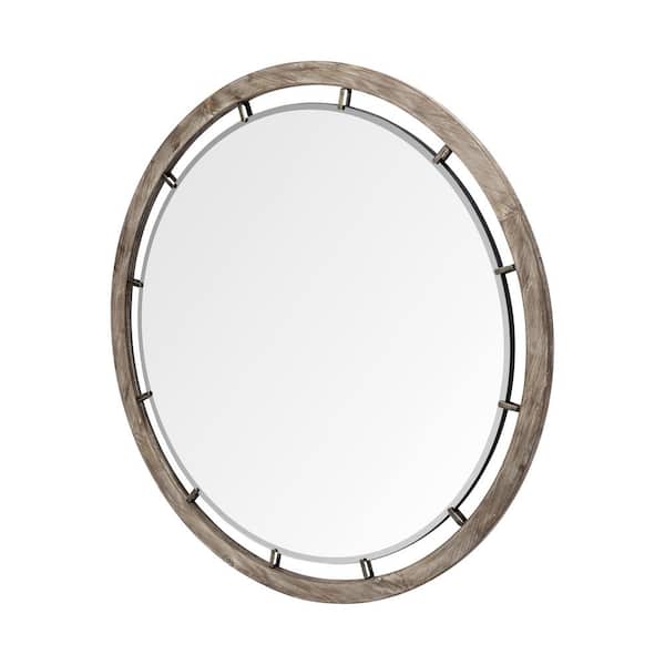 Mercana Large Round Brown Mirror (46.1 in. H x 46.1 in. W)