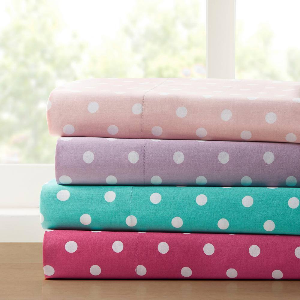 Seafoam Polka Dot Cotton Percale Full Sheet Set