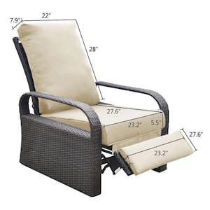 Automatic Adjustable Wicker Outdoor Chaise Lounge with khaki Cushions