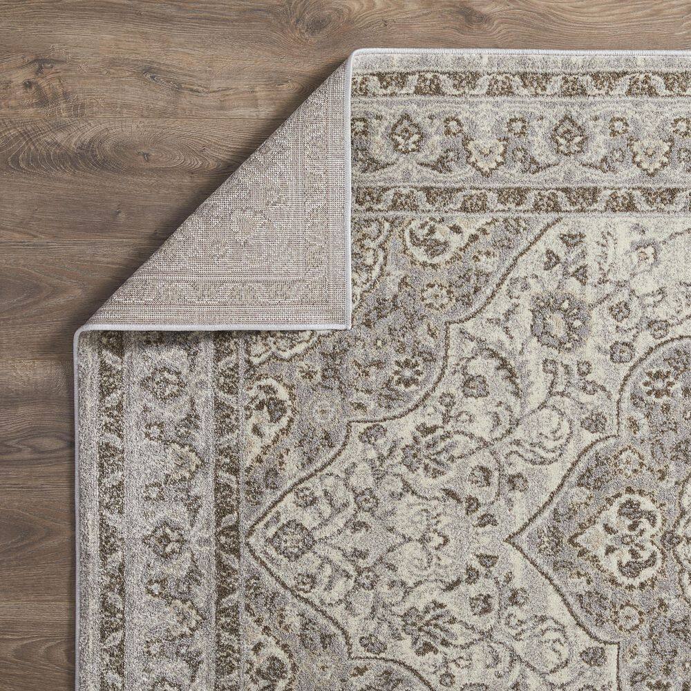 Gray and Beige 4' x 6' Oriental Synthetic Area Rug