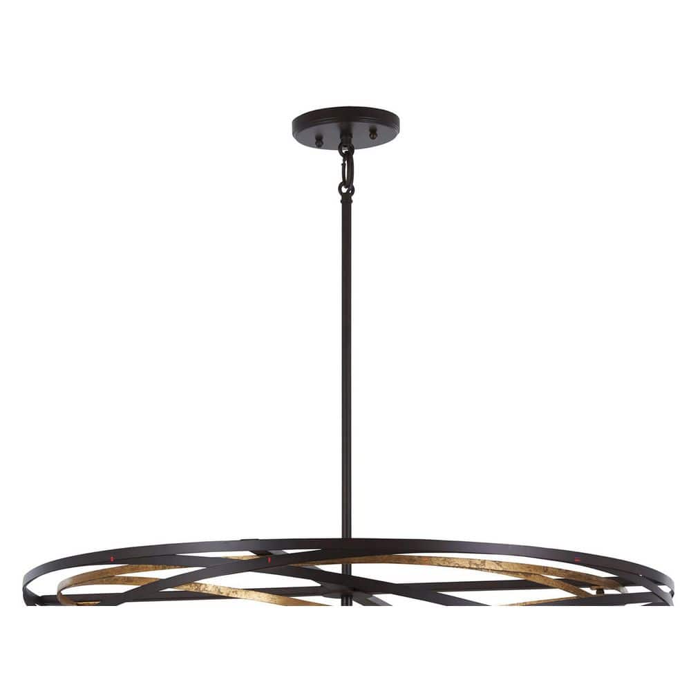 Vortic Flow Dark Bronze and Mosaic Gold 8-Light Contemporary Pendant