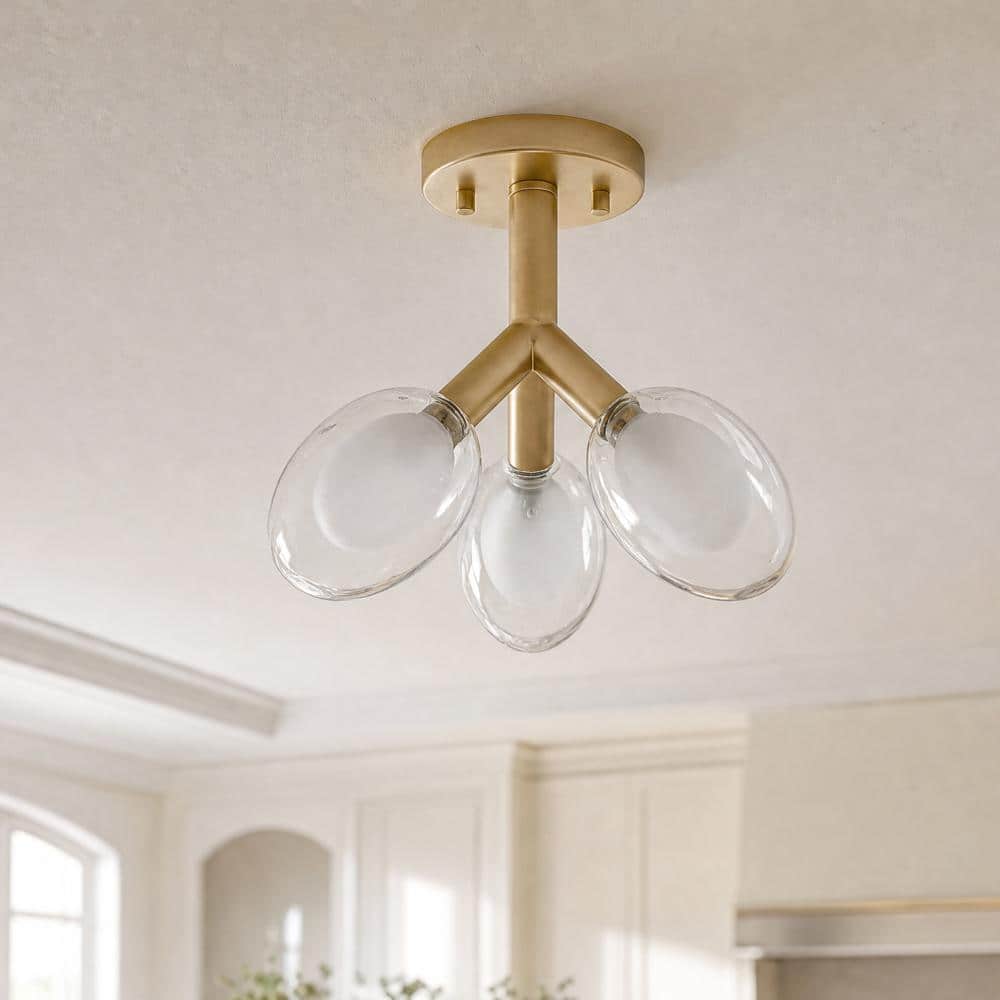 3 Light Gold Ceiling Light With Double-Glazed Shade, Bulbs Not Included. price history on PriceWatchPro