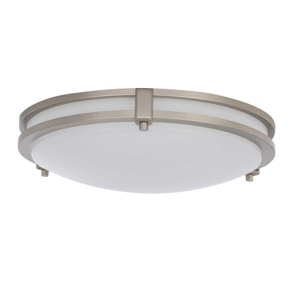 Saturn 13" Modern Nickel LED Flush Mount with Cool White Light