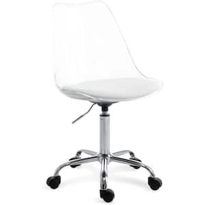 Clear Armless Swivel Height Adjustable Rolling Chair with Cushion