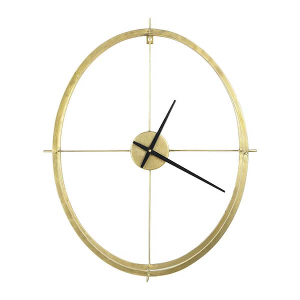 Storied Home Double Frame Round Clock, Gold