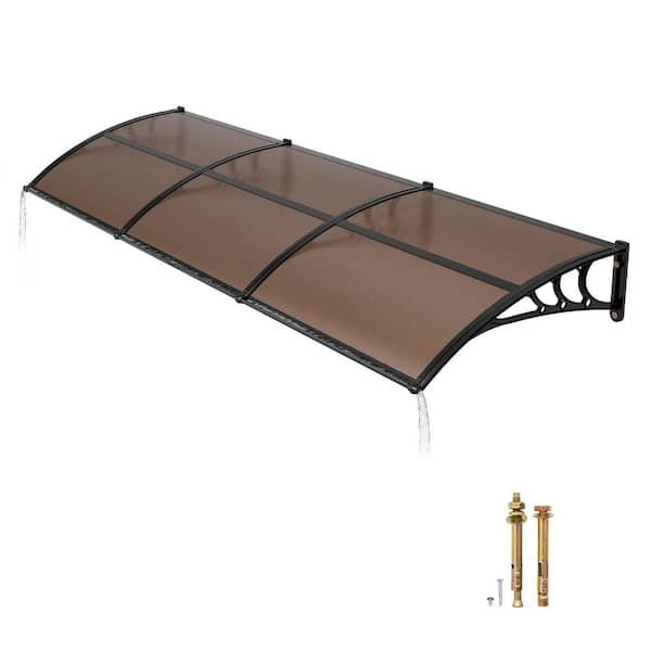 Exterior Front Door Window Awnings, 38 x 117 in. Overhang Polycarbonate Door Canopy for Porch Patio, Brown, 2025 Update