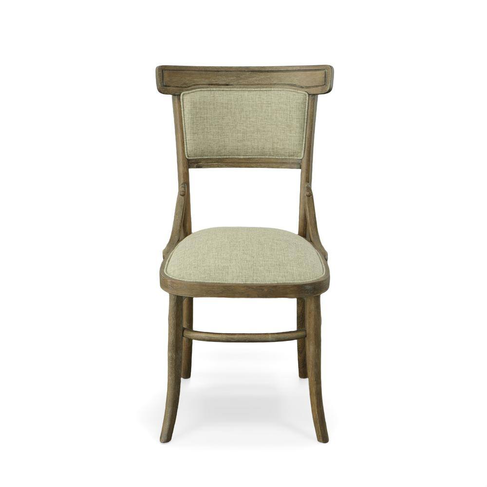 Vintage Walnut Upholstered Linen Parsons Side Chair Set