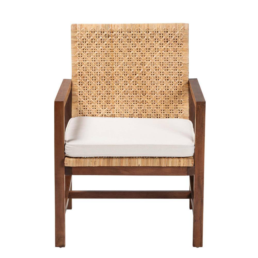 Lovina Light Honey Rattan and Acacia Wood Arm Chair