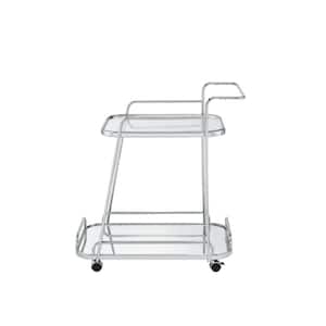 Clear Glass and Chrome Kitchen Serving Cart
