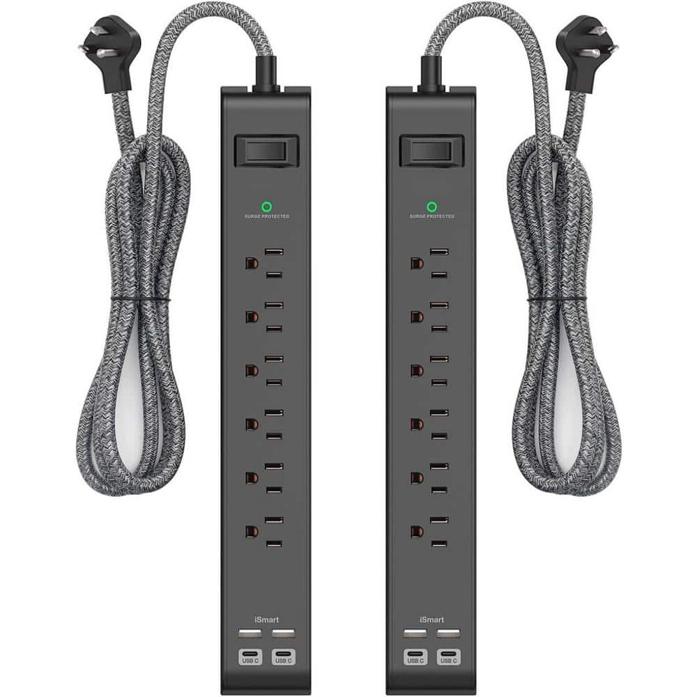 6-Outlet Power Strip Surge Protector with 4 USB Port 5 ft. Extension Cord, 