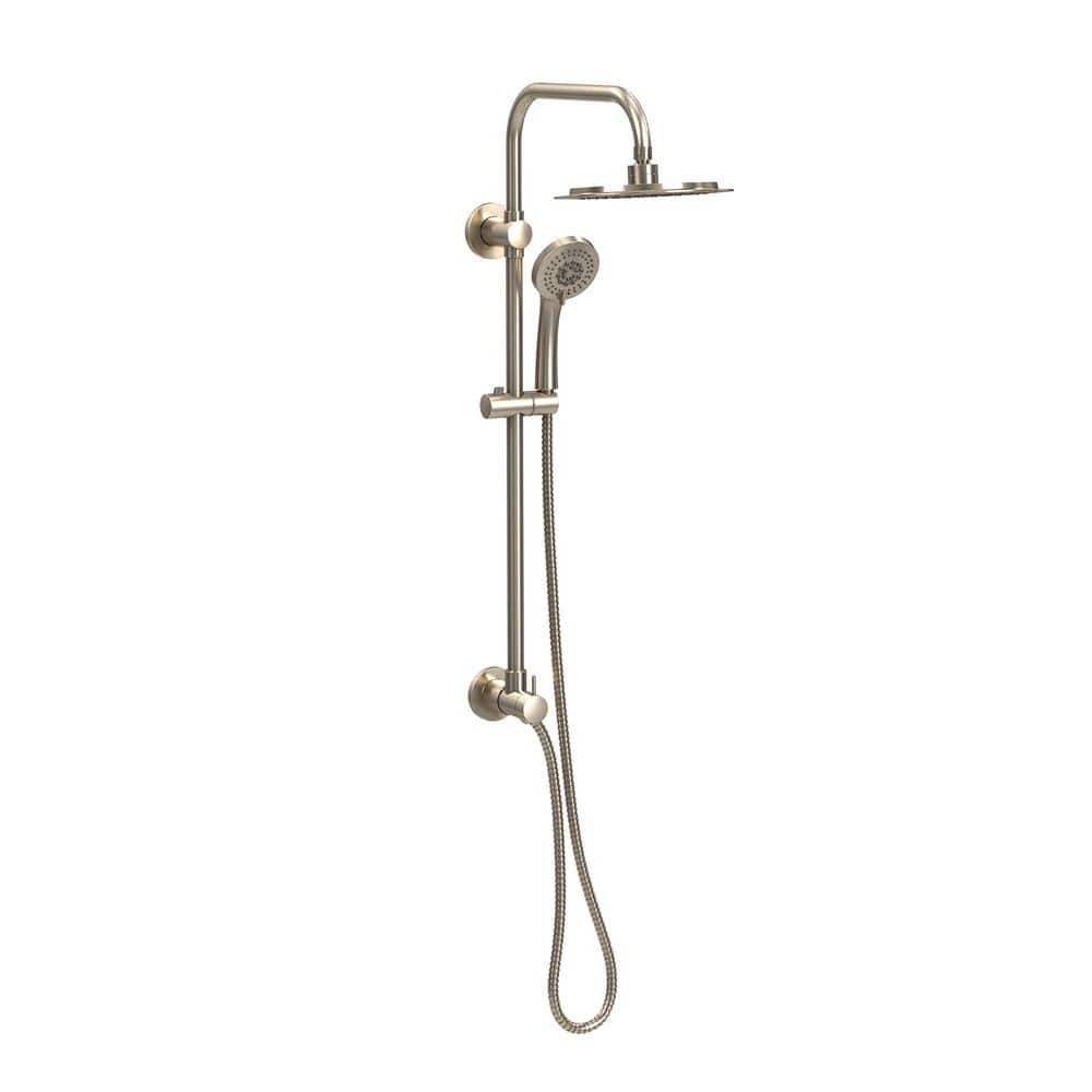 Brushed Nickel Adjustable Height Rain Shower System with Handheld