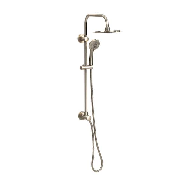 SeaBreeze 3-Spray Settings 1.8 GPM 8 in. Wall Mounted Fixed and Handheld Shower Head in Brushed Nickel