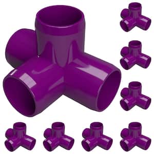 3/4 in. Furniture Grade PVC 4-Way Tee in Purple (8-Pack)