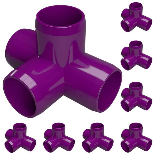 Formufit 3 4 In Furniture Grade Pvc 4 Way Tee In Purple 8 Pack F0344wt Pu 8