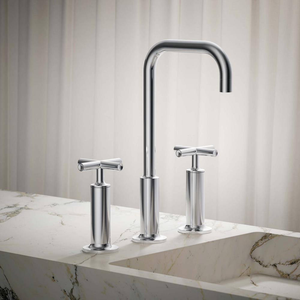Purist High Gooseneck Chrome Faucet with Cross Handles